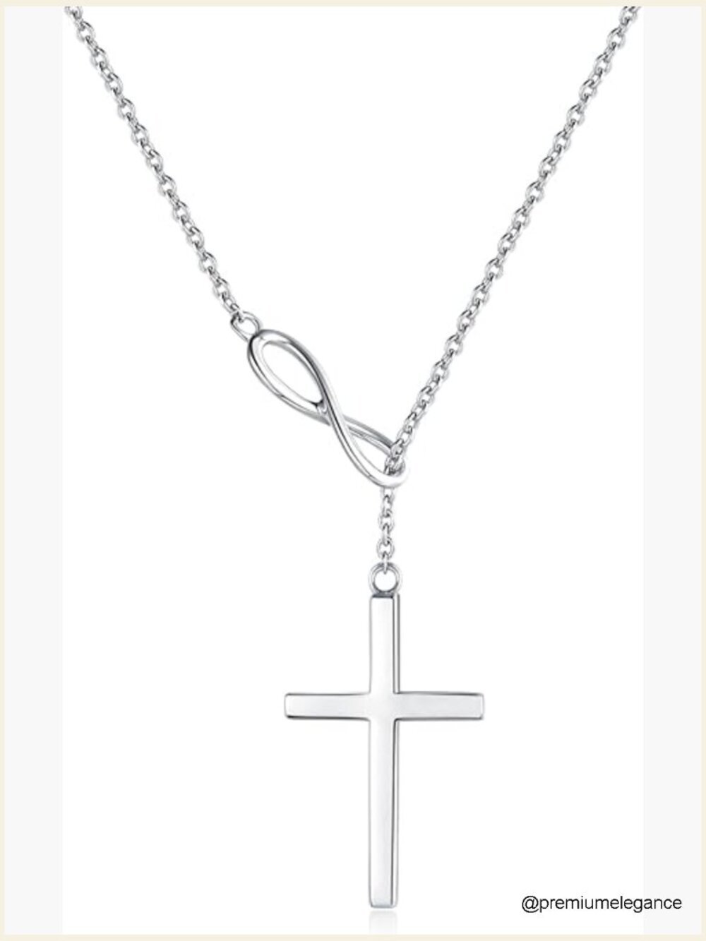 925 Sterling Silver Gold Plated Infinity Cross Y Necklace 18 Inch